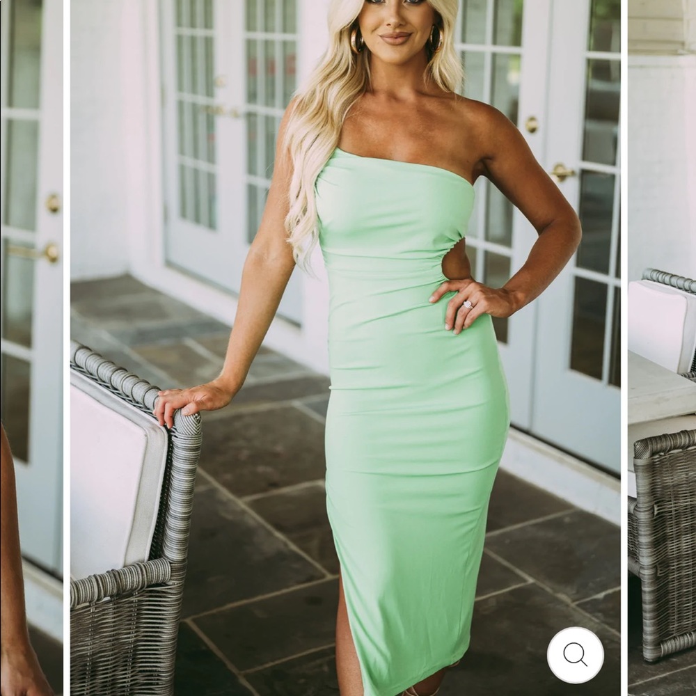 Side Slit Cut Out MIDI Dress-Green Apple, Size Medium; NEW WITH TAGS, NEVER WORN